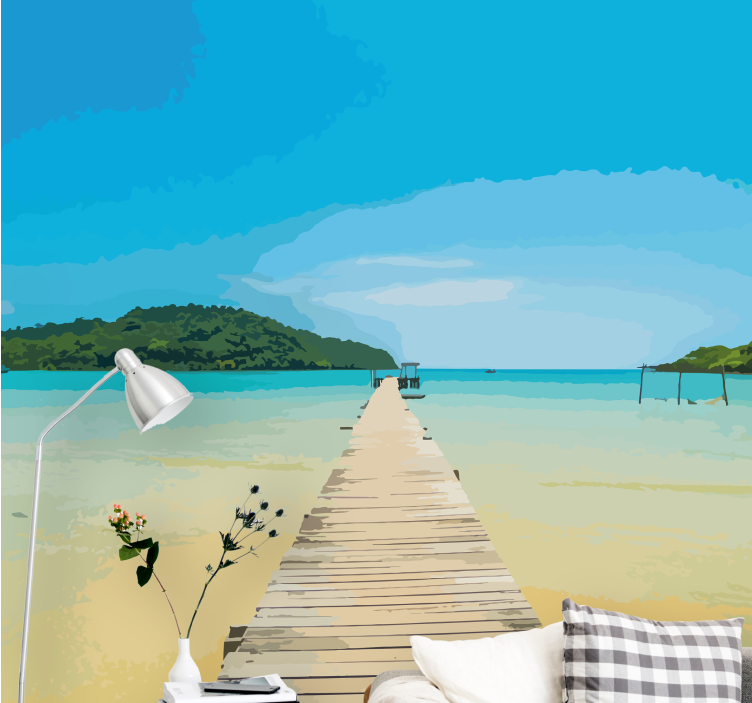 Papel pintado paisaje sendero costero sereno - TenVinilo