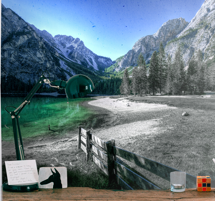 Papel pintado paisaje serenidad del lago montañoso - TenVinilo