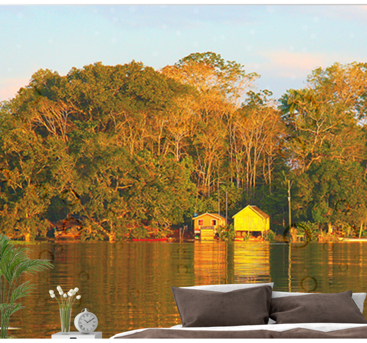 Papel pintado paisaje tranquilo entorno acuático reflejo - TenVinilo