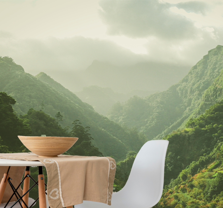 Papel pintado paisaje valle de montañas - TenVinilo