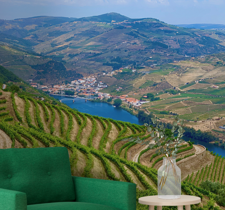 Papel pintado paisaje valle del viñedo río - TenVinilo