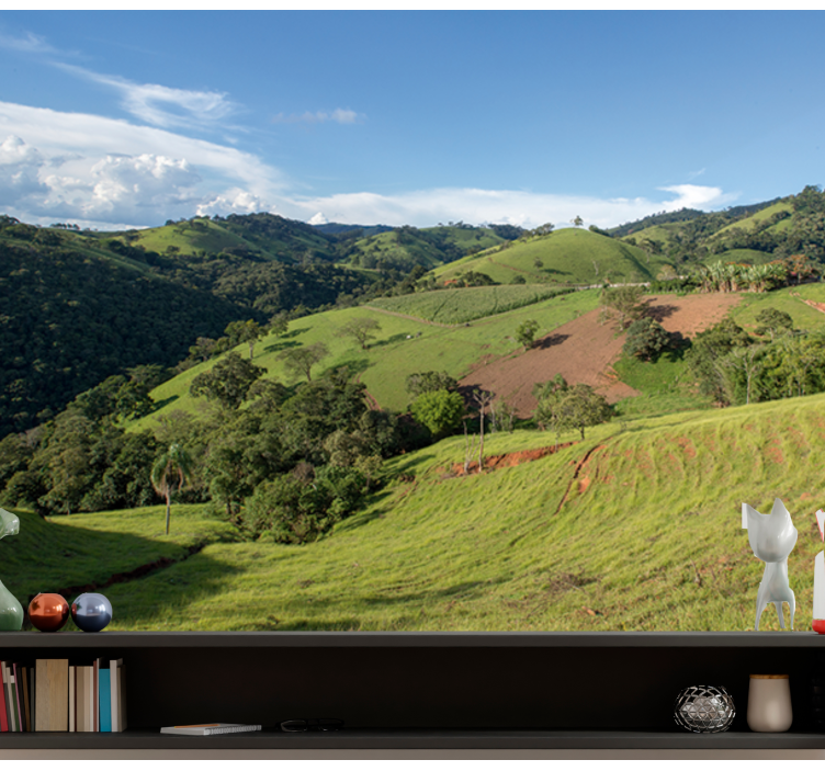 Papel pintado paisaje verdes colinas onduladas - TenVinilo