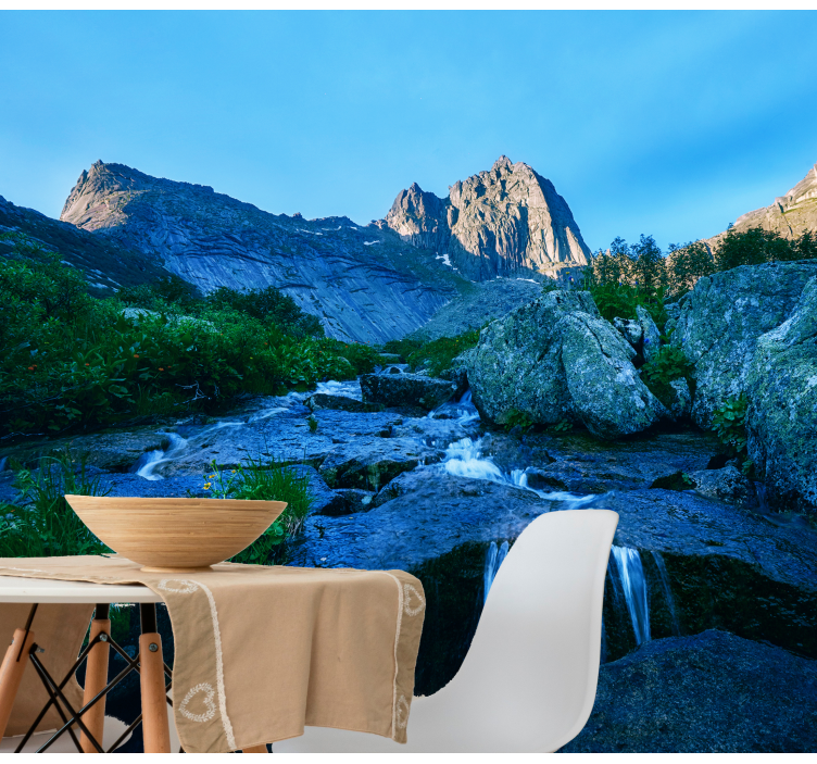 Papel pintado paisaje vista de arroyo montañés - TenVinilo