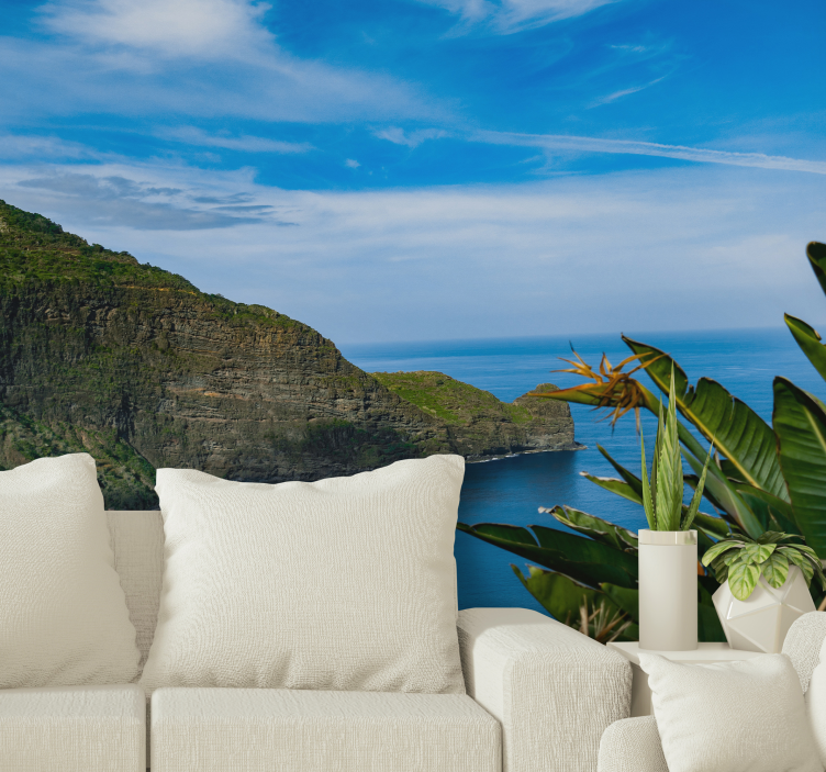 Papel pintado paisaje vista de montaña y mar - TenVinilo