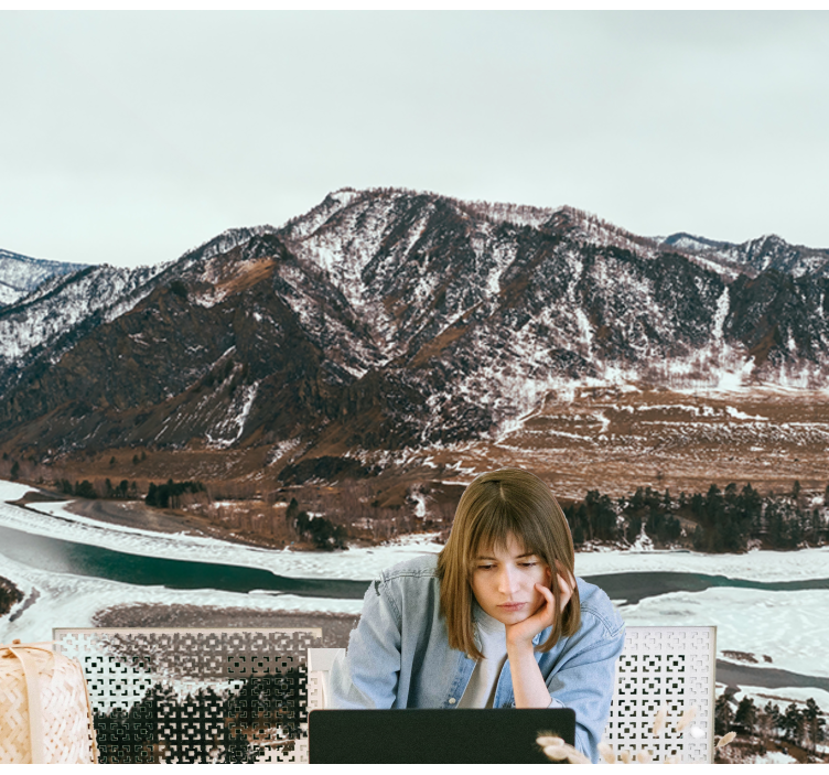 Papel pintado paisaje vista del río en la montaña - TenVinilo