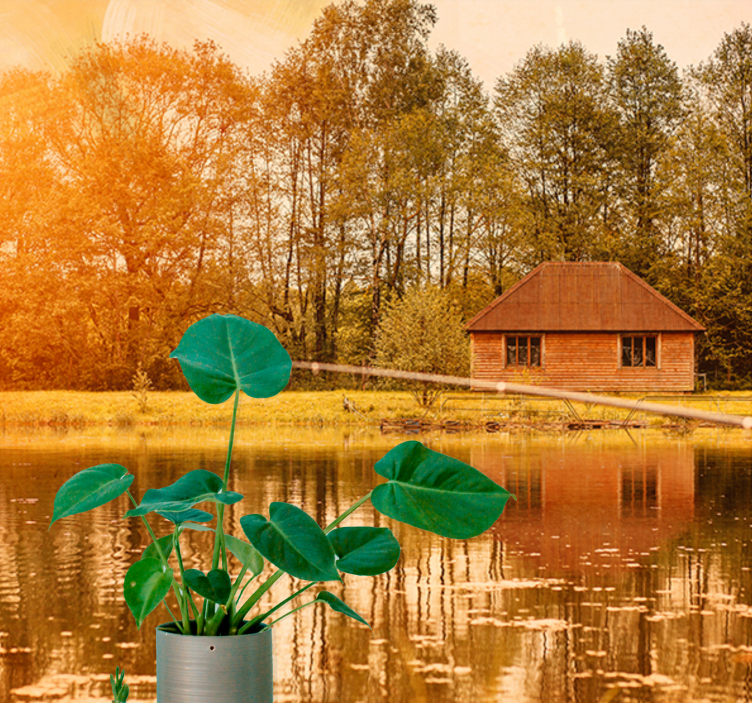 Papel pintado paisaje vista serena junto al lago - TenVinilo
