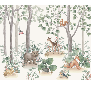 Fotomural bebé animales en el bosque - TenVinilo