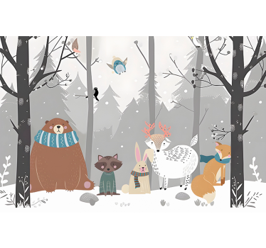 Fotomural bebé dibujos animados de animales del bosque - TenVinilo