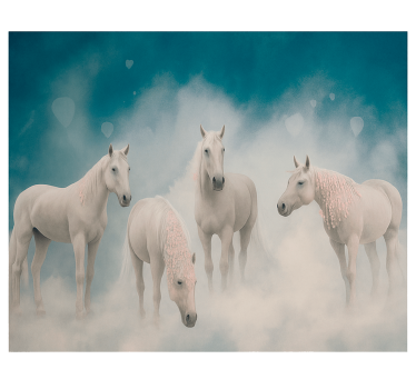 Mural para dormitorio juvenil caballos blancos mágicos - TenVinilo