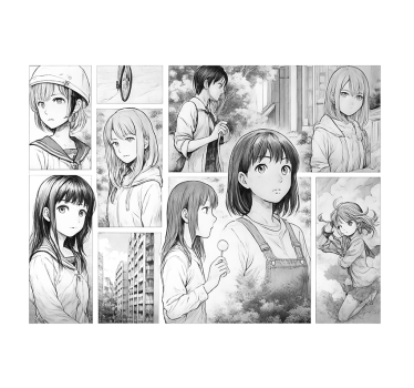 Mural para dormitorio juvenil manga en blanco y negro - TenVinilo