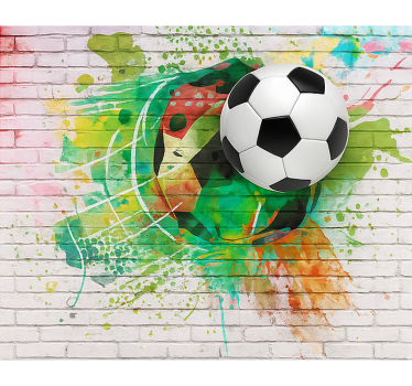 Mural para dormitorio juvenil balón de fútbol multicolor - TenVinilo