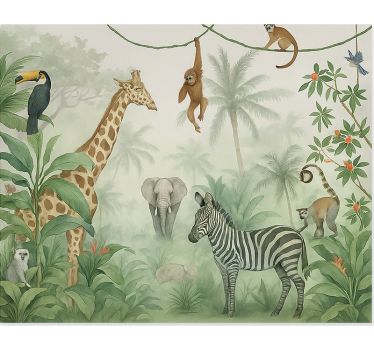 Mural para dormitorio juvenil elegantes animales de safari - TenVinilo
