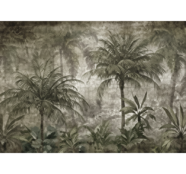 Papel pintado bosque selva de palmas minimalista - TenVinilo