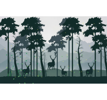Papel pintado bosque silueta bosque escandinavo - TenVinilo