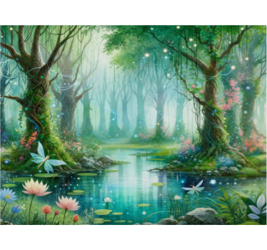Papel pintado bosque mural de hadas caprichosas - TenVinilo