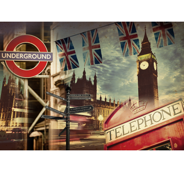 Fotomural bandera y emblemas de Londres - TenVinilo