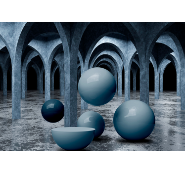 Papel pintado 3D bolas oscuras flotantes - TenVinilo