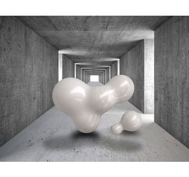 Papel pintado 3D túnel con bolas flotantes - TenVinilo