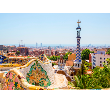 Mural ciudad Barcelona Park Güell - TenVinilo