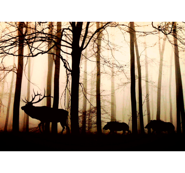 Fotomural de bosque Animales salvajes en el bosque - TenVinilo