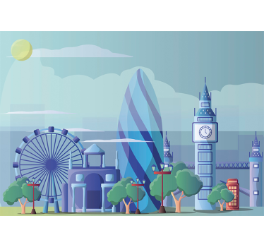 Mural infantil pared Londres azul - TenVinilo
