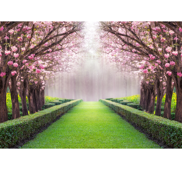 Papel pintado paisaje cerezos en flor rosa - TenVinilo