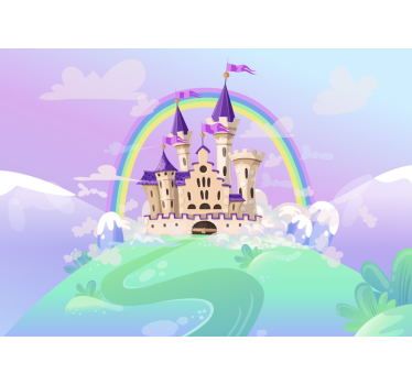 Mural infantil pared castillo de princesa - TenVinilo