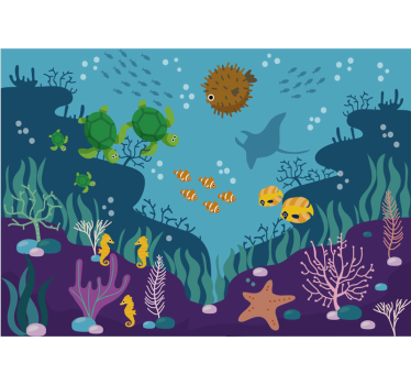 Mural infantil pared  de mar pez en el agua - TenVinilo
