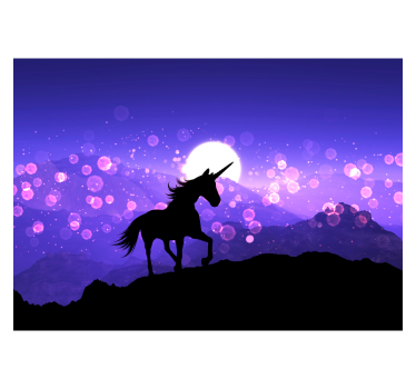 Mural infantil pared de caballo de noche lila - TenVinilo