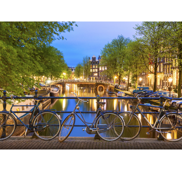 Fotomural de Ámsterdam crepúsculo del canal de amsterdam - TenVinilo
