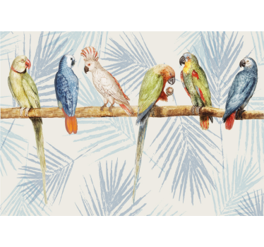 Mural animales de loros tonos pastel - TenVinilo