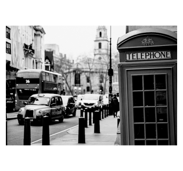 Papel pintado oficina Londres blanco y negro - TenVinilo