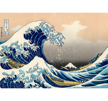 Papel pintado salón mural arte clásico de ola de Hokusai - TenVinilo