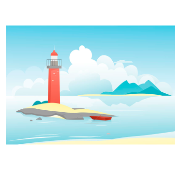 Papel pintado paisaje faro bajo las nubes - TenVinilo