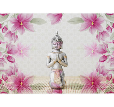 Mural Zen buda paisaje floral - TenVinilo