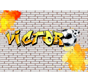 Mural habitación juvenil graffiti de fútbol - TenVinilo