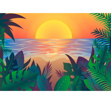 Fotomural naturaleza paisaje tropical al atardecer - TenVinilo
