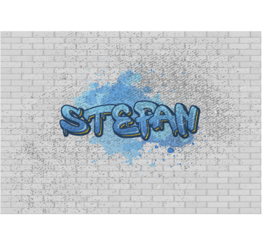 Papel pintado ladrillo graffiti azul con nombre - TenVinilo