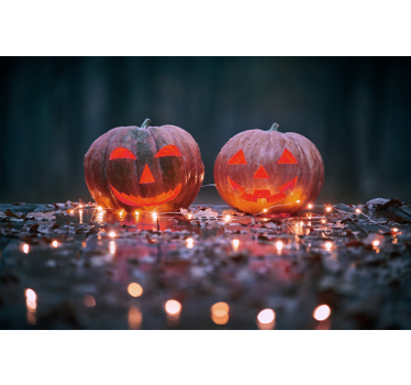 Fotomural Halloween resplandor de calabaza grabado - TenVinilo