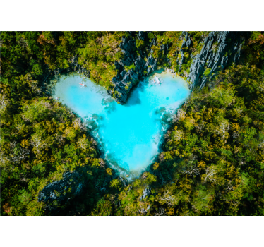 Fotomural de amor laguna en forma de corazón - TenVinilo
