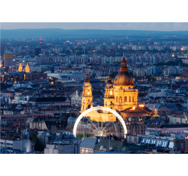 Fotomural ciudad paisaje nocturno histórico de budapest - TenVinilo