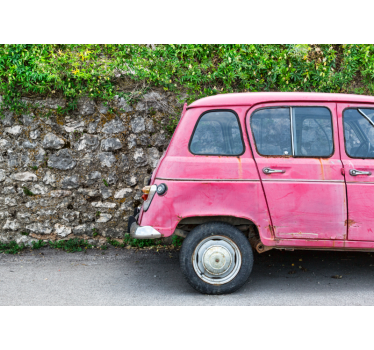 Fotomural vehículo coche vintage rosa - TenVinilo
