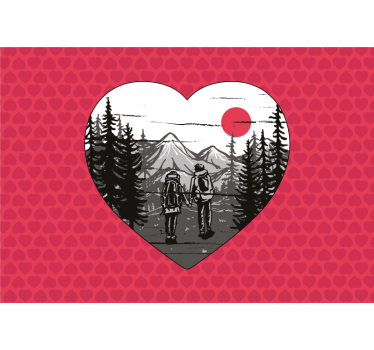 Fotomural de amor aventura del corazón en la montaña - TenVinilo