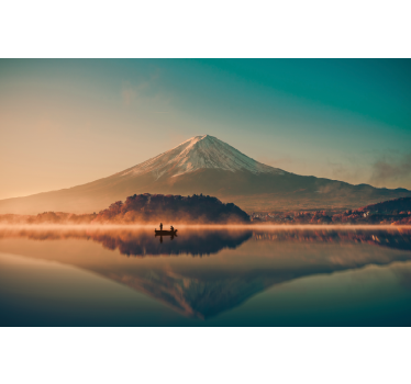 Papel pintado paisaje reflejo del monte fuji - TenVinilo