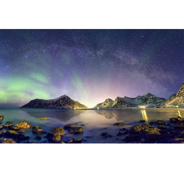 Papel pintado paisaje exhibición de auroras boreales - TenVinilo