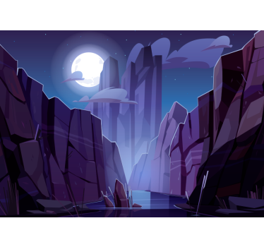 Papel pintado paisaje paisaje rocoso iluminado por la luna - TenVinilo