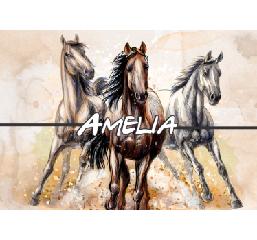 Mural animal Tres caballos ilustrados - TenVinilo