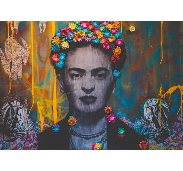 Mural arte urbano Kahlo boho art girl - TenVinilo