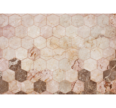 Mural de pared piedra patrón de mármol hexagonal - TenVinilo