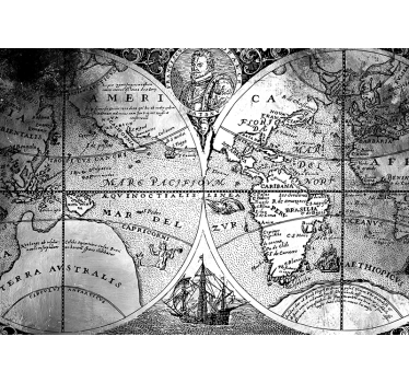 Papel pintado mapamundi mapa náutico antiguo - TenVinilo